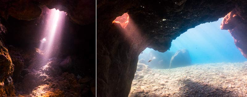 Balito Dive Site Cavern light