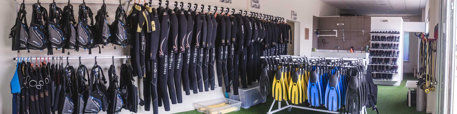 Equipment room of the Dive Center